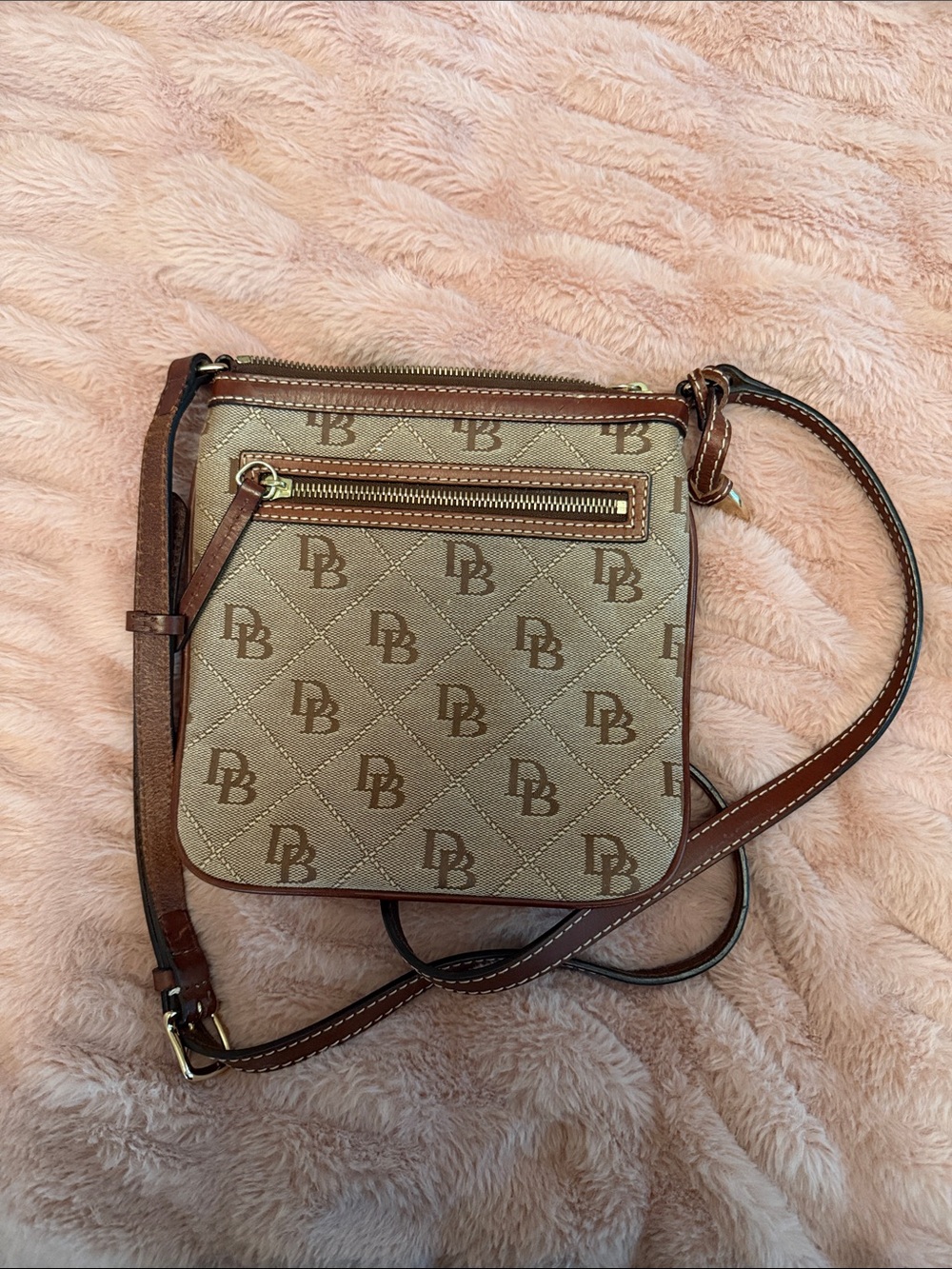 Dooney & Bourke Tan & Brown DB Logo Crossbody
